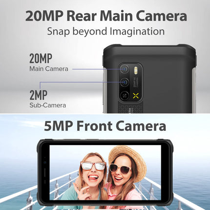 Ulefone Armor X10 PRO Outdoor Smartphone Without Contract, 20MP Underwater Camera, Helio P22 4GB+64GB, 5.45" IP68 Waterproof Mobile Phone Android 11, 5180mAh Battery, 3-Card Slot, Face Unlock NFC Black