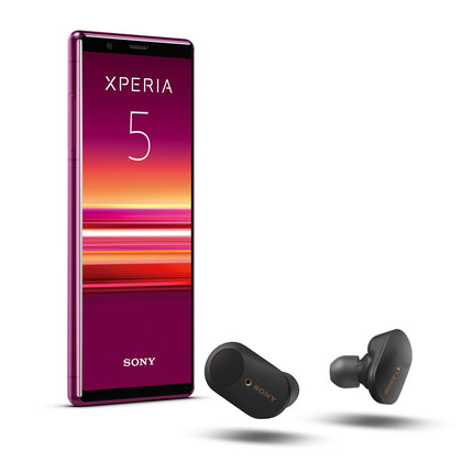 Sony Xperia 5 komplekt, 6,1-tolline FHD+ HDR OLED 21:9 ekraan, 6 GB muutmälu, 128 GB salvestusruumi, punane + WF-1000XM3 tõeliselt juhtmevabad mürasummutavad kõrvaklapid, mustad