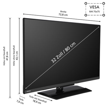 Toshiba 32LA3E63DAZ Android TV 32-tolline televiisor (Full HD nutiteler, HDR, kolmekordne tuuner, Dolby Audio, Bluetooth)