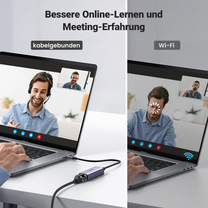 UGREEN USB C Etherneti adapter 1000Mbps, Thunderbolt USB C LAN-adapter Võrguadapter, mis ühildub iPhone 16, iPad Pro/Air, MacBook Pro/Air, Galaxy S25, Steam Deckiga (hall)