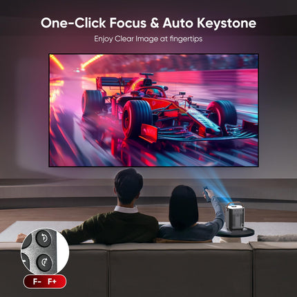 Projector, Electric Focus/Auto Keystone Correction WiFi 6 BT5.2 Mini Projector 4K Full HD 1080P Supported, 50% Zoom Portable Projector for Home Theater/Outdoor, Compatible with TV Stick/HDMI/USB/Laptop/iOS/Android