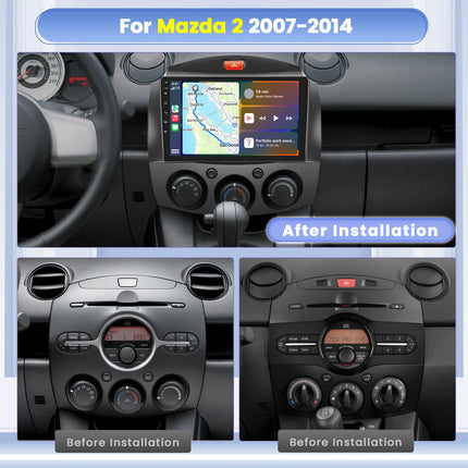 8-tuumaline 4GB + 64GB Android 13 autoraadio Mazda 2 2007-2014 raadio, juhtmevaba CarPlay, Android Auto, Bluetooth 9-tollise ekraaniga autoraadio navigatsiooniga, tahavaatekaameraga