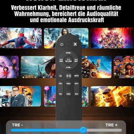 Hiwill 5.1-kanaliline teleri heliriba, Dolby Atmos ruumilise heli süsteem, 2 juhtmega ruumilise heli kõlarit, 5,25-tolline subwooferiga teleri heliriba, selge hääl, 380 W tippvõimsus, HiElite A51