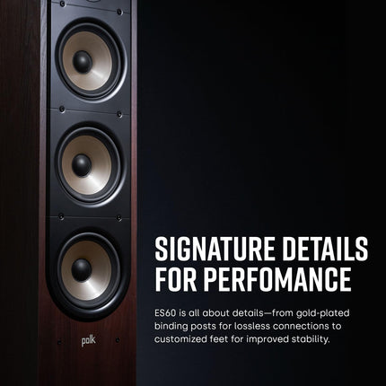 Polk Audio Signature Elite ES60 kõrglahutusega HiFi põrandakõlar kodukinole, Hi-Res sertifitseeritud, ühildub Dolby Atmose ja DTS:X-ga (tükk)