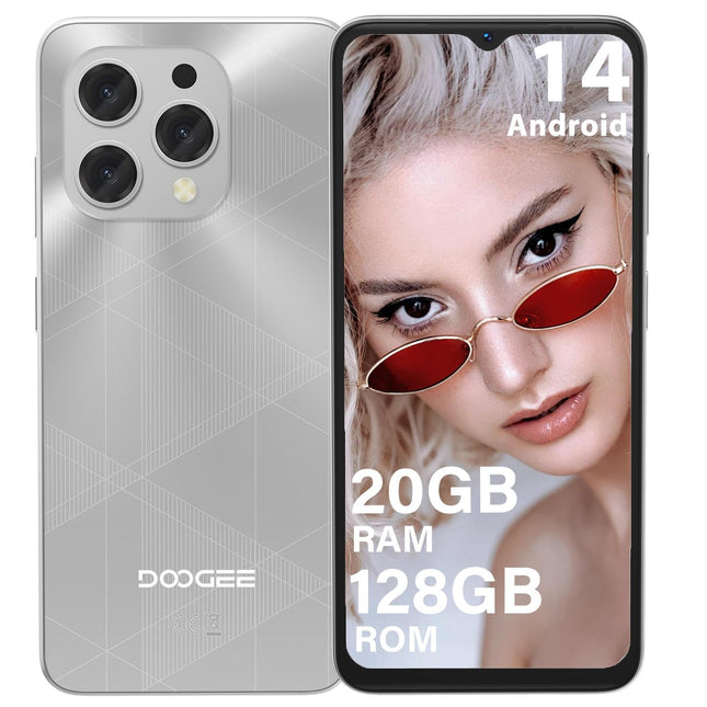 DOOGEE N55 Plus Android 14 Handy Ohne Vertrag 20GB+128GB 6.56" HD+ IPS Octa Core Smartphone Ohne Vertrag, 5150mAh, 13MP+8MP, Dual SIM 4G Handy Günstig 5G WiFi Simlockfreie Handys, OTG, GPS, Face ID