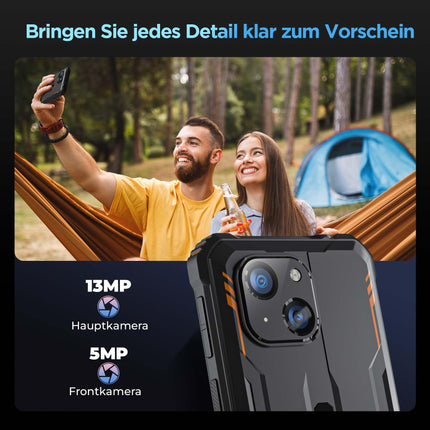 OUKITEL G2 välistingimustes kasutatav nutitelefon ilma lepinguta, Android 14 kaheksatuumaline odav mobiiltelefon, 6300mAh aku, 6" HD+ ekraan, 16GB+64GB mobiiltelefon 4G, IP68 veekindel, 5+13MP kaamera, topelt-SIM, OTG-oranž