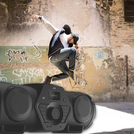 JVC Boomblaster RV-NB300DAB, 2 x 30 vatti, DAB+, FM, Bluetooth, CD, USB, liinisisend, kitarri ja mikrofoni sisend, kaugjuhtimispult
