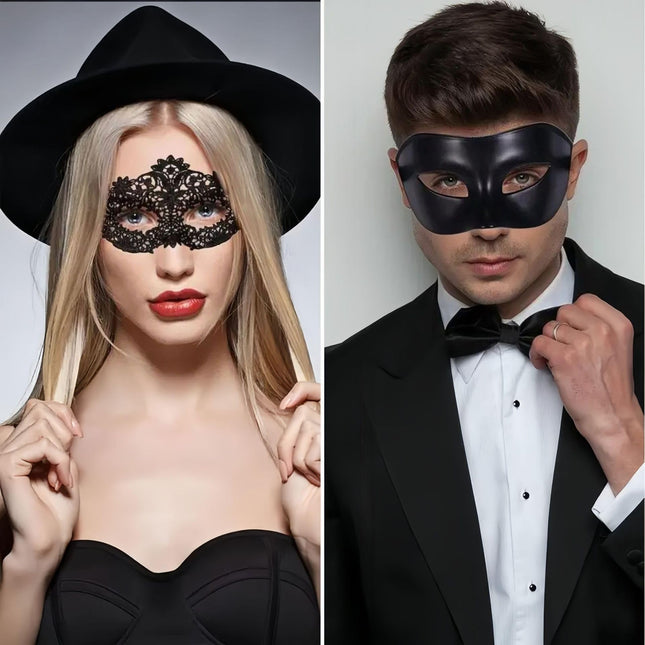 XiXiYangi paaride maskikomplekt Veneetsia jaoks - ideaalne Halloweeniks, pidudeks ja üritusteks - peen daamide maskikomplekt ja julge meeste karnevalimask