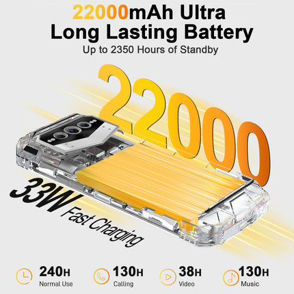 DOOGEE VMAX 5G välistingimustes kasutatav nutitelefon ilma lepinguta, 20 GB + 256 GB mõõtmed 1080, 22000mAh suur aku, 108MP kaamera, 6,6" FHD+ 120hz välistingimustes kasutatav nutitelefon Android Dual SIM IP68 veekindel OTG NFC