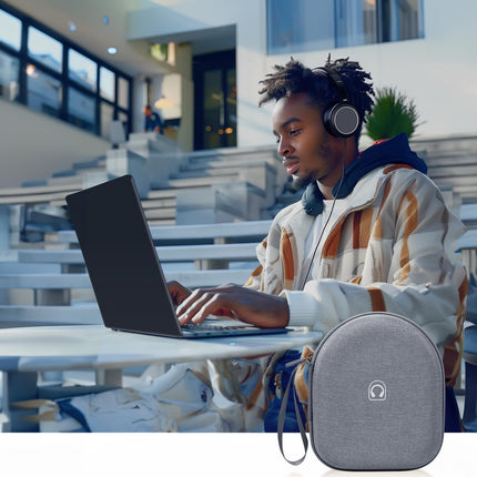 Kõrvaklapiümbris, mis ühildub Sony WH-CH520 juhtmevabade kõrvaklappidega, Bluetooth-kõrvapealsed peakomplektid mikrofoniga, kõrvaülene mürasummutav kõrvaklapiümbris USB-kaabli jaoks tööks - hall (ainult karp)