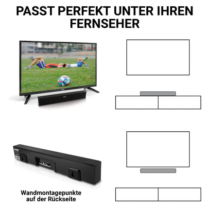 XORO TV heliriba HSB 50 V2 võimsusega 25 vatti, Bluetooth-kõlar, USB-meediapleier, Line IN, optiline ja koaksiaalne audiosisend, seinale paigaldamise võimalus