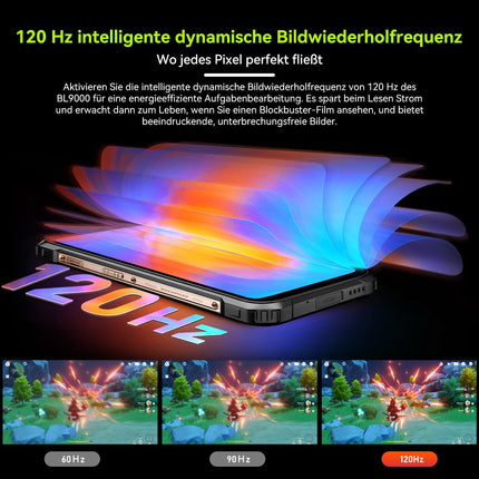 Blackview BL9000 5G Outdoor Mobile Phone, 24GB/512GB, 8800mAh/120W Android Outdoor Smartphone Without Contract, 6.78'' FHD+1.32'' Back Display, 50MP+50MP Camera, WiFi 6, NFC/GPS/IP69K
