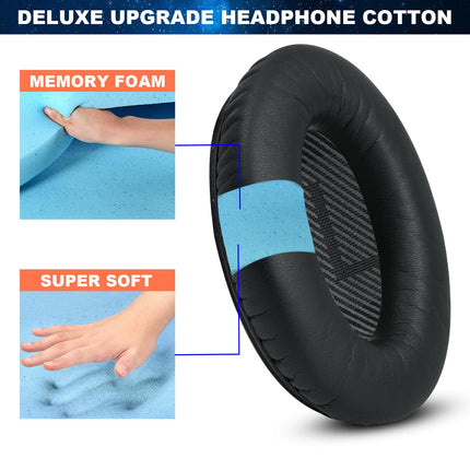 Kõrvapadjad Bose QuietComfort 35 ii jaoks, kvaliteetsed vahetuspadjad Bose QuietComfort 35 (QC35) kõrvaklappidele, vahetuskõrvapadjad, mis ühilduvad Bose QuietComfort 35 II QC35 II kõrvaklappidega (mustad)