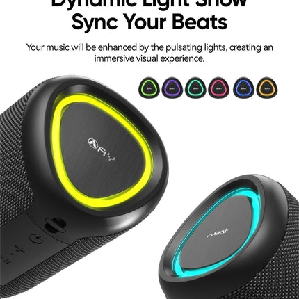 AY Portable Bluetooth Speaker with Light, Bluetooth Music Box with Powerful Crystal Clear Sound, IPX5 Waterproof, AUX &amp; TF Card Input, Stereo Pairing, 24h Battery Perfect for Home, Outdoors
