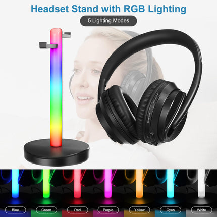 ZANCHIE juhtmevabad kõrvaklapid teleri jaoks, kõrvapealsed juhtmevabad kõrvaklapid raadiosagedussaatjaga, kõrvaklapialus RGB-valgustusega, leviala 100 m, plug-n-play (optilise ja aux-pordiga)