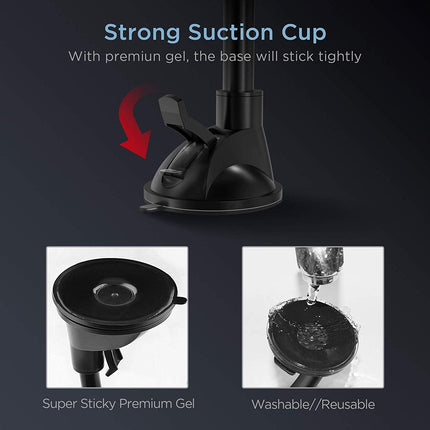 ipow Car Phone Holder Magnet, Car Phone Holder with Suction Cup, Magnetic Phone Holder for Car Dashboard Windshield with 4 Metal Plates, Protective Film, Compatible with iPhone, Samsung, Sony