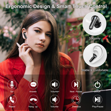 Bluetooth Headphones, Wireless Headphones Bluetooth 5.4 HiFi Stereo, In-Ear Headphones with ENC Noise Cancelling Mics, IP7 Waterproof Earbuds, 50 Hours Playtime Wireless Headphones with LED Display, USB-C