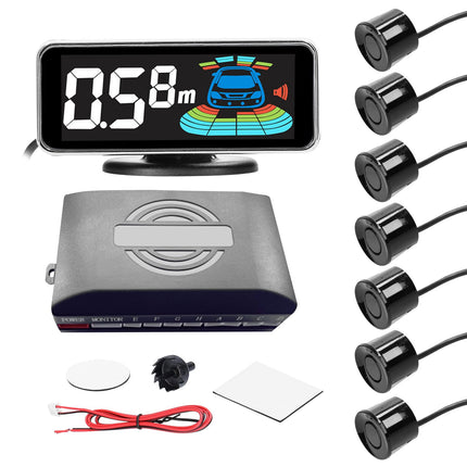 Goolsky Parking Sensor Parking Aid, Reversing Radar System with 4/8 Front Rear Parking Sensors, LCD Distance Display, Sound Warning Buzzer