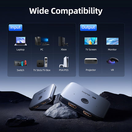 llano HDMI Switch, 8K HDMI2.1 Bi-Directional Switcher Splitter Supports 8K@60Hz 4K@120Hz HD2.3, Aluminum HDMI Switcher Selector for PS4/PS5 Xbox Roku Apple TV Fire Stick