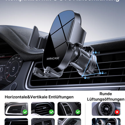 Miracase autotelefonihoidja universaalne [tugev iminapp ja metallkonks] autotelefonihoidja ventilatsioonile, armatuurlauale, esiklaasile, telefonihoidja iPhone'ile, Samsung Galaxy'le, kõigile nutitelefonidele