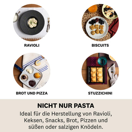 Marcato ravioli ja küpsisevormide komplekt, raviolivalmistaja, küpsisevorm, täispuidust ja malmist, valmistatud Itaalias, 58 mm ümmargune tempel + 58 mm kandiline tempel. Mudel: Raviolè