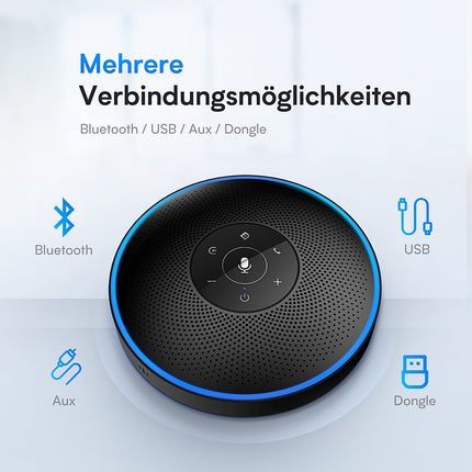 EMEET Bluetooth konverentsikõlarite komplekt - 2 kõlarit dongliga, konverentsikõlar mikrofoniga, 360° hääletuvastus/ühendatav, kõnede/konverentside/veebikoosolekute/tundide/kontori/kodukontori jaoks