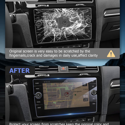 LUWU ühildub 8-tollise VW T-ROC/Golf 7 / Tiguan 2 / Passat B8 navigatsiooniekraanikaitsega, 9H kriimustuskindel karastatud klaasist ekraanikaitse, navigatsiooni-, GPS- ja navigatsioonikile lisatarvikud