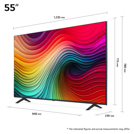 LG 55NANO81T6A 55-tolline (139 cm) NanoCell-teler (α5 Gen7 4K tehisintellektiga protsessor, webOS 24, HDR10, kuni 60 Hz) [mudeliaasta 2024]
