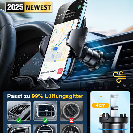 VANMASS Car Phone Holder [2025 Upgrade Bombproof Air Vent Hook] Mount Ventilation Clip Car Phone Holder 360° Rotatable Military Protection Car Mount Cell Phone for iPhone 16 Pro Max 15 Samsung S24 Smartphone