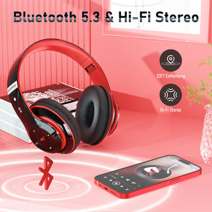 Lankey Sound juhtmevabad kõrvaklapid 6 ekvalaiseri režiimiga, kõrvaklapid, 65 tundi mänguaega, juhtmevabad Bluetooth-kõrvaklapid sisseehitatud HD-mikrofoniga, FM, SD/TF õues, transpordiks, reisimiseks, õppimiseks