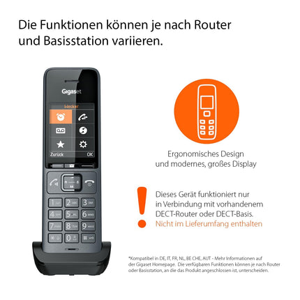 Gigaset Comfort 520HX Duo - 2 DECT-telefoni laadimisalusega - Fritzboxiga ühilduv, juhtmeta telefon ruuteri ja DECT-aluse jaoks, titaanmust [Ühildub Saksamaal, Itaalias, Prantsusmaal, Hollandis, Belgias, Chemie's, Austraalias] [Ilma aluseta]