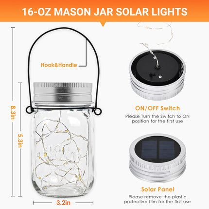 Solpex Solar Lamp Sun Glass, 30 LED 6 Pack, Warm White Solar Lantern, Hanging, Waterproof, for Garden, Patio, Balcony, Indoor &amp; Outdoor