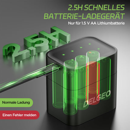 Rechargeable Lithium Batteries AA 8 Pack with Charger, 3600mWh High Capacity 1.5V AA Batteries, Long Lasting Rechargeable Lithium Battery aa with Integrated Charging Storage Box