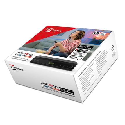 TELE System TS6822 PRO DVB-T2 HEVC digitaalne maapealne dekooder ja topelttuuner DVR-T2 HD HDR (HDR10 / HLG) ekraani ja kaugjuhtimispuldiga 2-ühes teleri juhtimisega