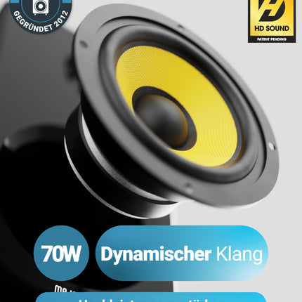 MAJORITY D40X aktiivsed riiulikõlarid | 70W 2.0 kollane Kevlar koonusega monitorkõlar | Stuudiomonitor Bluetoothiga | Riiulikõlarid optilise, RCA, USB AUX ja kaugjuhtimispuldiga