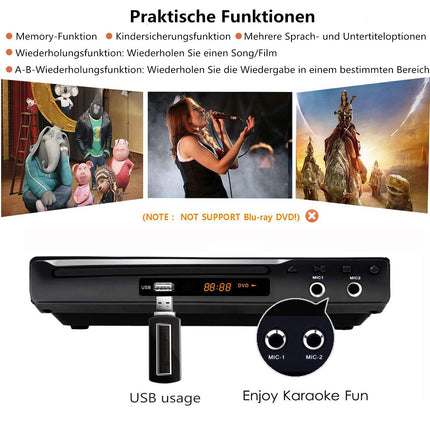Mini DVD-mängija Scart kompaktne CD-mängija, regioonivaba HDMI DVD-mängija telerile, HD DVD/CD/VCD-mängijaga, USB, 2 mikrofoniliidest, HDMI/AV-kaabel, integreeritud PAL/NTSC telerisüsteem, metallkorpus