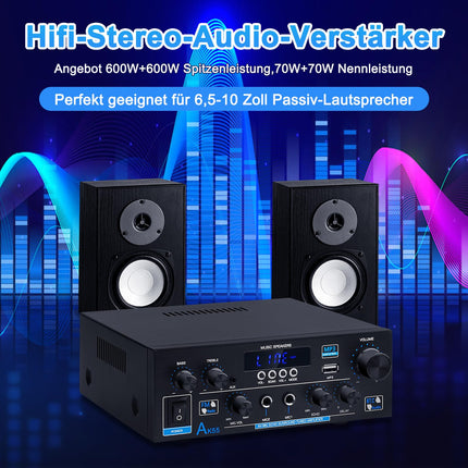 HiFi võimendi AK55 Bluetooth stereo helivõimendi vastuvõtja 2 kanalit 70WX2 max. 600W digitaalne võimsusvõimendi helivõimendi 12V/220V koju või autosse
