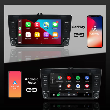 Dvrmedia autoraadio 4GB+64GB Android 13 Skoda Octavia Mk2 A5 2004-2014 Rapid Yeti 8" puutetundliku ekraaniga Bluetooth-raadio, juhtmevaba CarPlay, Android Auto autoraadio 2din GPS, FM WiFi, DSP