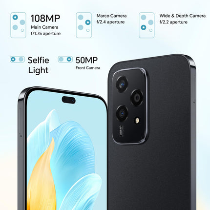 HONOR 200 Lite 5G nutitelefon 8+256GB, kolmekordne kaamera 108MP+5MP+2MP, MediaTek 6080, 6,7-tolline AMOLED ekraan, 3420Hz PMW hämardus, 4500mAh/kaks SIM-kaarti/NFC/GPS, MagicOS 8.0/Android 14 (saksakeelne versioon, must)