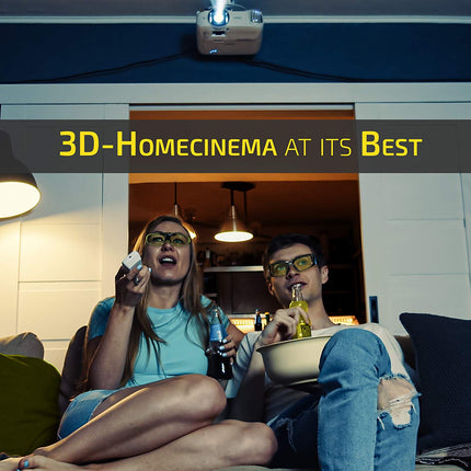 Hi-SHOCK DLP Pro 7G must teemant | DLP Link 3D-prillid, mis ühilduvad Aceri, BenQ, Viewsonici, Optoma ja LG DLP 3D-projektoritega [katikuga prillid | 96–200 Hz – laetavad | DLP Link]