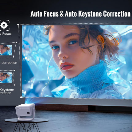 [Netflixi litsents] Android 13 nutiprojektor 4K toega koos ametlike telerirakendustega, 1080P natiivprojektor 5G WiFi BT5.2-ga, autofookus, automaatne trapetsikorrektsioon, kaasaskantav projektor kodukinole