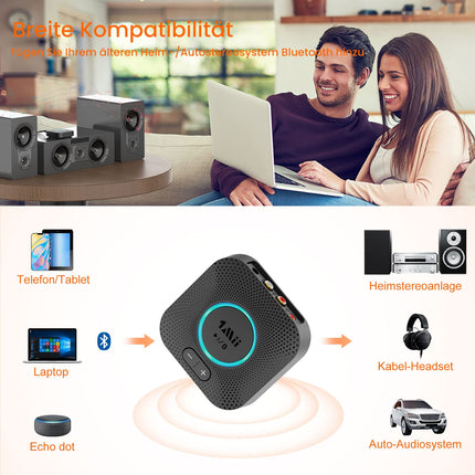1Mii B06S Bluetooth-audioadapter helitugevuse regulaatoriga, HiFi Bluetooth 5.2 vastuvõtja, aptX HD ja madala latentsusega traadita audiovastuvõtja stereokõlarite jaoks, kahekordne ühendus