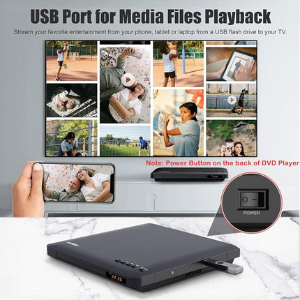 Maite Slim DVD-mängija, üliõhuke DVD-mängija telerile, regioonivaba DVD-CD-mängija HDMI RCA-ühendus, HD 1080P ülesskaleerimine, USB-sisend, veaparandus, kaasas HDMI RCA-kaabel ja kaugjuhtimispult
