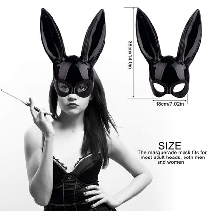 lulalula plastmassist jänku mask kõrvadega halloweeniks, sünnipäevaks, peoks, cosplay'ks, lõpupiduks, lihavõttepühadeks unisex täiskasvanutele must
