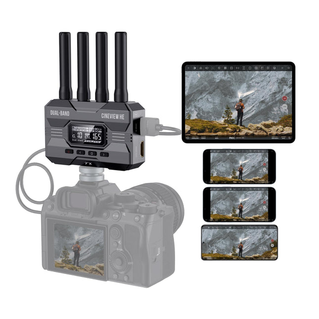 Accsoon CineView HE HDMI juhtmevaba saatja, kahe sagedusalaga 1080p60 juhtmevaba videoülekandesüsteem, 350 m ulatus, 0,06 s latentsus, 4 seadme jälgimine (ainult saatja)