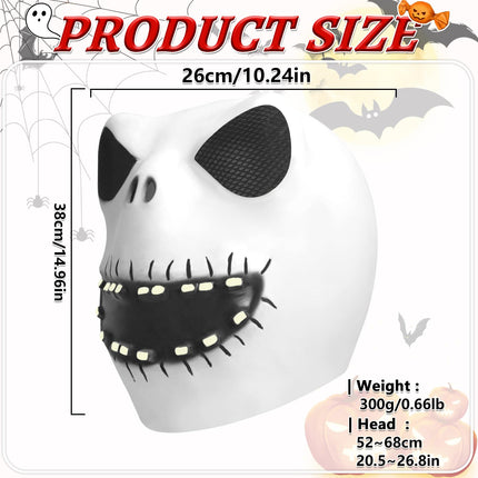 Yearsahrk Jack Skellingtoni maski kostüüm lateksist anime mask õudusunenägu jõulud Jacki mask karnevali halloweeni kostüümi rekvisiidid täiskasvanutele (Jack Skellingtoni mask)