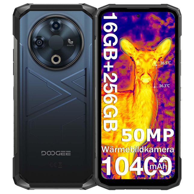 DOOGEE Fire 6 termokaameraga välistingimustes kasutatav mobiiltelefoni ilma lepinguta 10400mAh 256GB+16GB/2TB TF õues kasutatav nutitelefon Android 14 ehitusplatsi telefon 6,56” ekraan 50MP kaamera sõrmejäljelugeja/kolmekordne kaardipesa/GPS/OTG