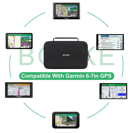 BOVKE GPS-i kõvakott, mis ühildub 6-7-tollise Garmin DriveSmart 65/61 LMT-S, Nuvi 2797LMT Drive 61/60 Nuvi 2757LM GPS-navigatsioonisüsteemiga, lisaruumi autolaadijatele, hõõrdkinnitused, must