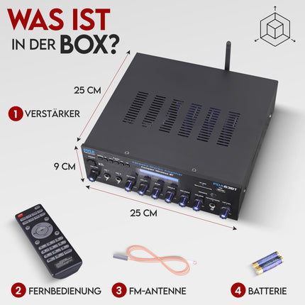 Pyle võimendi, AV-vastuvõtja, minivõimendi, stereovõimendi, Bluetooth-võimendi, 200 W võimendi, stereovastuvõtja - mitmekanaliline koos FM-raadio, BT, USB/SD, AUX, RCA, mikrofonisisendiga, BT ja FM-antenniga