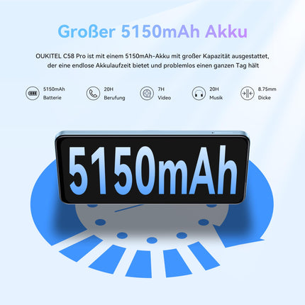 OUKITEL C58 Pro nutitelefon ilma lepinguta Android 14-24GB+256GB 50MP+8MP AI kaameraga mobiiltelefon ilma lepinguta 6,7-tolline 90Hz ekraan 5150mAh mobiiltelefon Soodne, NFC, GPS, kahe SIM-kaardiga 4G SIM-kaardi lukustuseta mobiiltelefonid